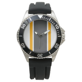 Reloj De Pulsera Bandas Retro Vertical Negra Gris Amarillo Amarillo