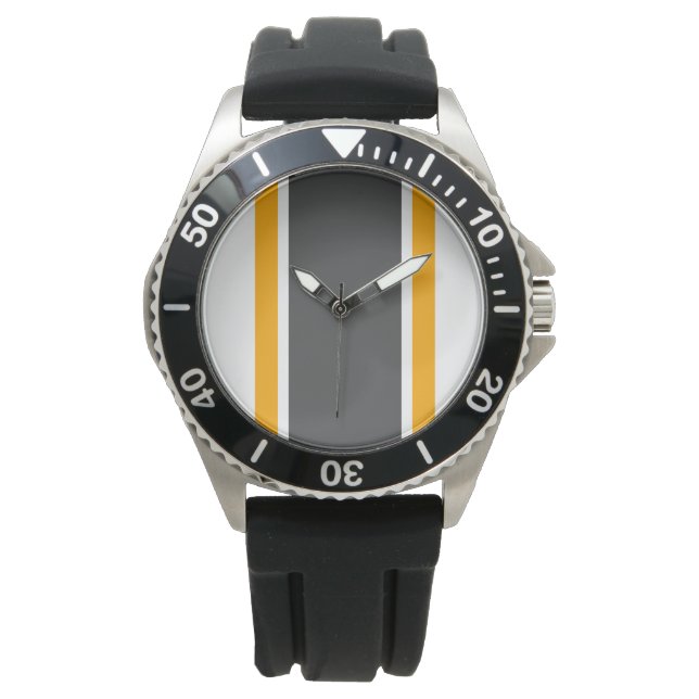 Reloj De Pulsera Bandas Retro Vertical Negra Gris Amarillo Amarillo (Anverso)