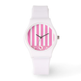 Reloj De Pulsera Bandas rosadas y blancas de juego