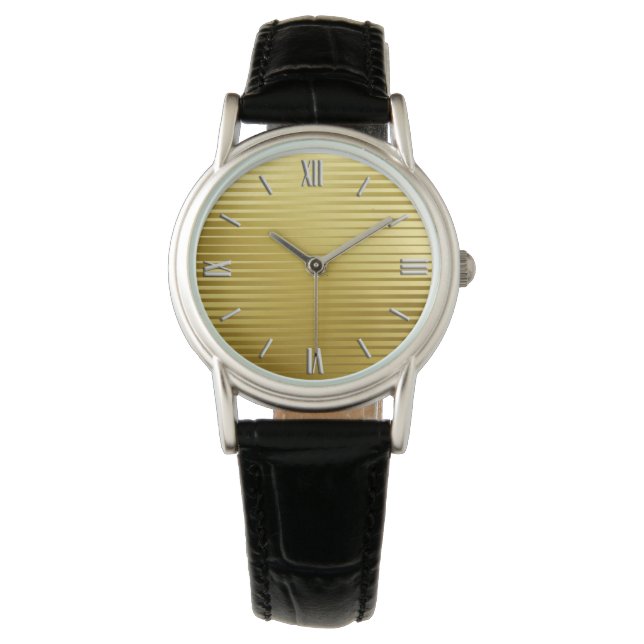 Reloj De Pulsera Bandas satinadas de oro Art Deco (Anverso)
