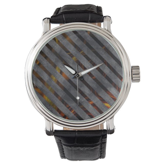 Reloj De Pulsera Bandas transversales grises, cintas de carbono, ro (Anverso)