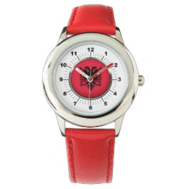 Reloj De Pulsera Bandera ajustable de niños Albania Corazones rojos
