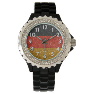 Reloj De Pulsera Bandera alemana de la moda Purpurina Bling de Alem