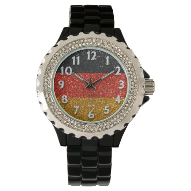 Reloj De Pulsera Bandera alemana de la moda Purpurina Bling de Alem (Anverso)