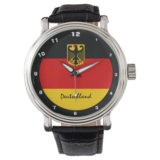 Reloj De Pulsera Bandera alemana y escudo de armas, hinchas de Deut (Anverso)