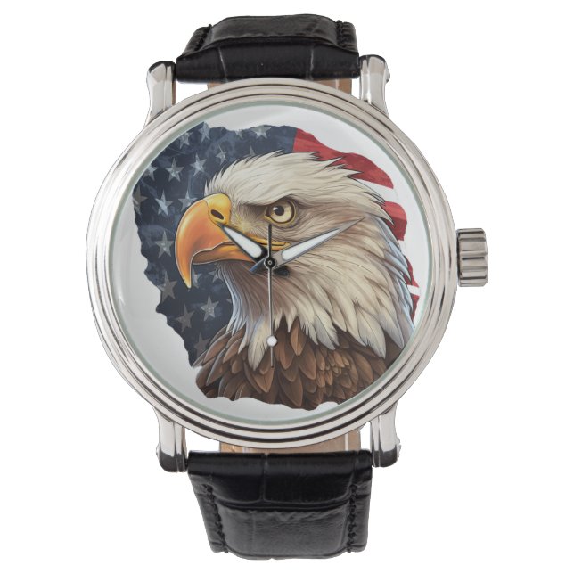 Reloj De Pulsera Bandera americana águila calva (Anverso)