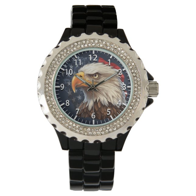 Reloj De Pulsera Bandera americana águila calva (Anverso)
