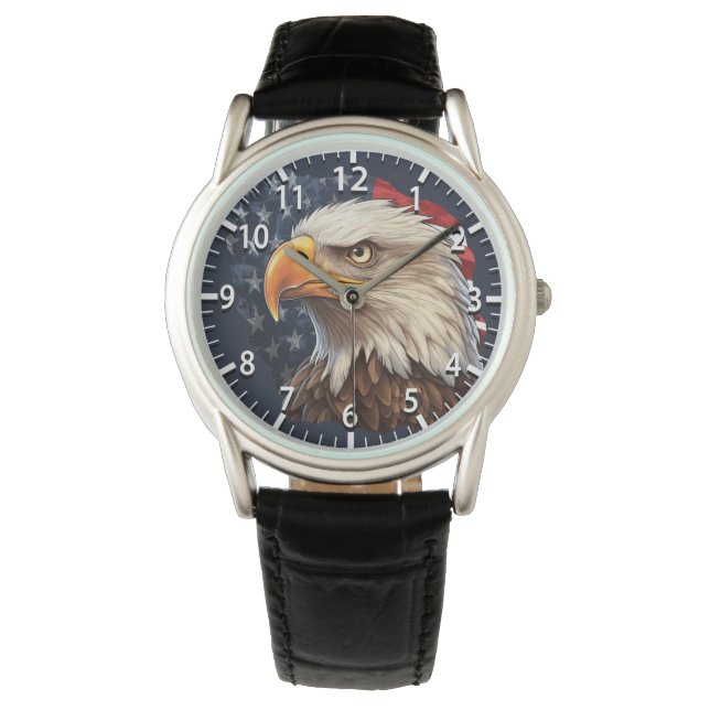 Reloj De Pulsera Bandera americana águila calva (Anverso)