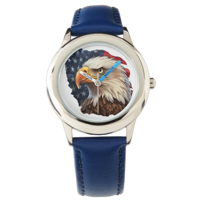 Reloj De Pulsera Bandera americana águila calva (Anverso)