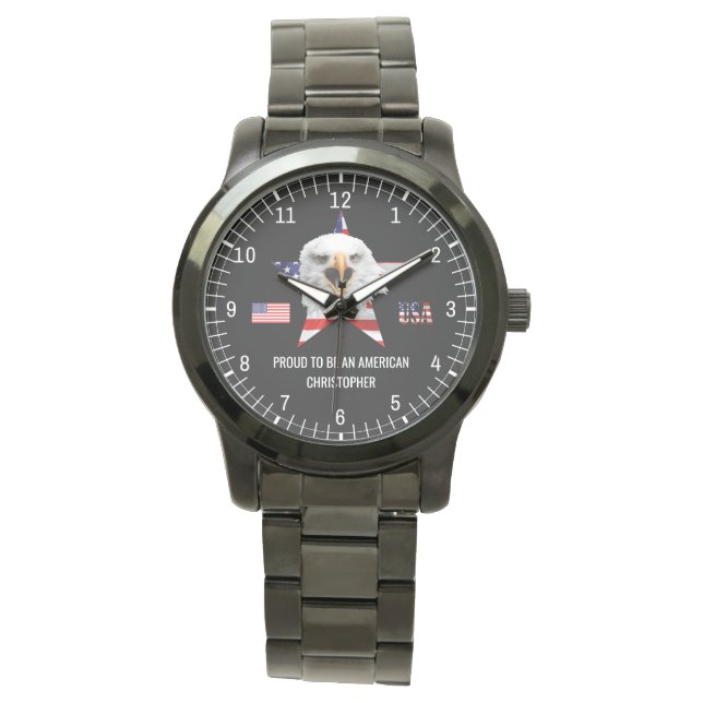 Reloj De Pulsera Bandera americana, águila, estrella patriótica (Anverso)