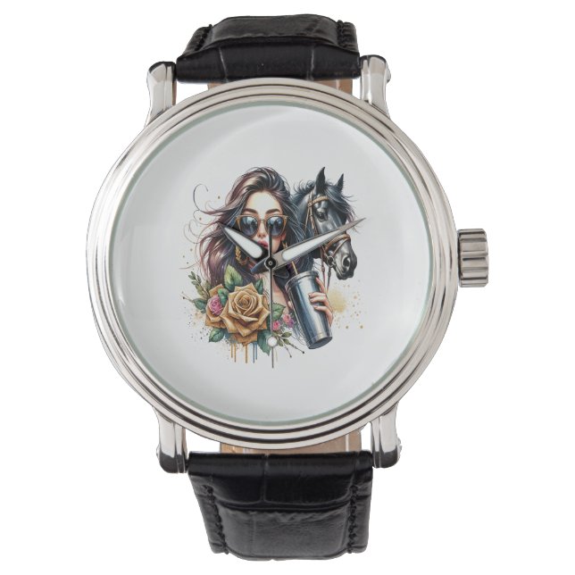 Reloj De Pulsera Bandera Americana Caballo Patriótico Estados Unido (Anverso)