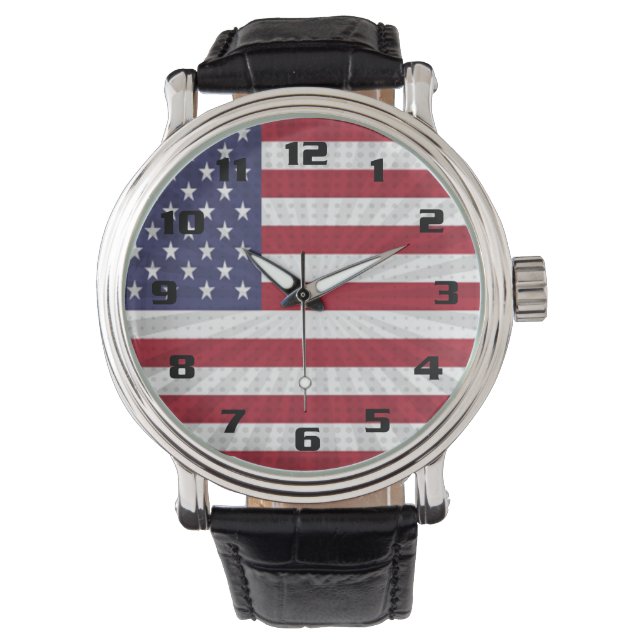 Reloj De Pulsera Bandera americana muy patriótica Diseño moderno (Anverso)