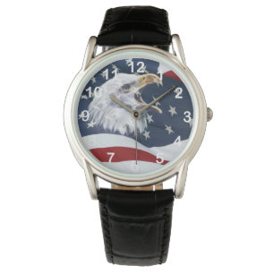 Reloj De Pulsera Bandera americana y águila calva