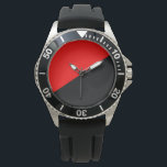 Reloj De Pulsera Bandera Anarquista (Anarquismo)<br><div class="desc">Este diseño presenta la bandera roja y negra del anarquismo. Louise Michel, que participó en la comuna de París de 1871, dijo: "La pancarta roja, que siempre ha defendido la libertad, asusta a los verdugos porque es tan roja con nuestra sangre... Esas pancartas rojas y negras nos ondean de luto...</div>
