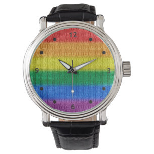Reloj De Pulsera Bandera arco iris tejer Tiras sin inconvenientes