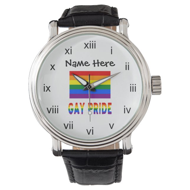 Reloj De Pulsera Bandera arcoiris del orgullo gay Personalización n (Anverso)