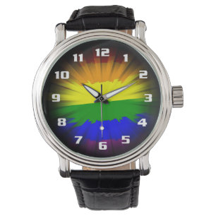 Reloj De Pulsera Bandera arcoiris dramática y hermosa