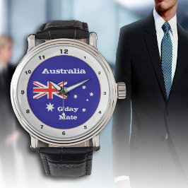 Reloj De Pulsera Bandera australiana y portón del G'day Mate, Austr