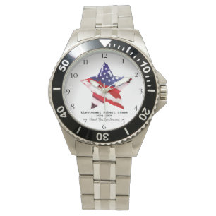 Reloj De Pulsera Bandera azul blanca roja pintada veterano militar