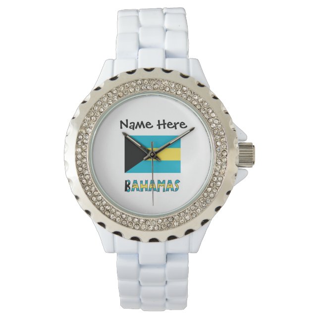 Reloj De Pulsera Bandera Bahameña Personalizada (Anverso)