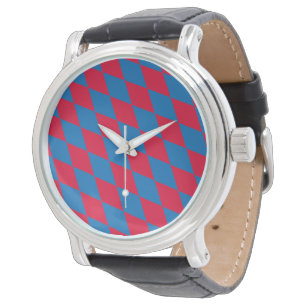 Reloj De Pulsera Bandera bávara de diamante azul y rojo