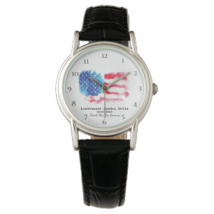 Reloj De Pulsera Bandera blanca roja de los E.E.U.U. del azul del