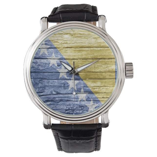 Reloj De Pulsera Bandera bosnia de madera (Anverso)