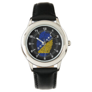 Reloj De Pulsera Bandera bosnio de la huella dactilar del tacto