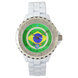 Reloj De Pulsera Bandera brasileña Puerto Richman Nautical