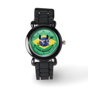 Reloj De Pulsera Bandera brasileña sonriente