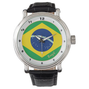 Reloj De Pulsera Bandera brasileña y diseño moderno