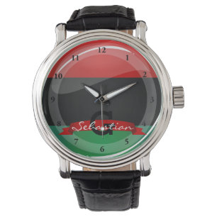 Reloj De Pulsera Bandera Cacerola-Africana redonda brillante