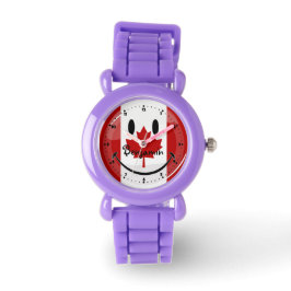 Reloj De Pulsera Bandera canadiense brillante sonriente