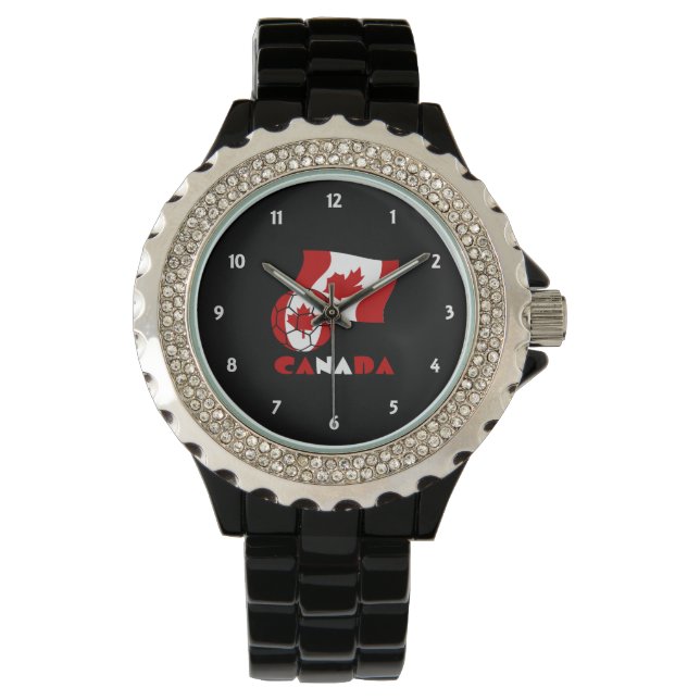 Reloj De Pulsera Bandera canadiense con balón de fútbol (Anverso)