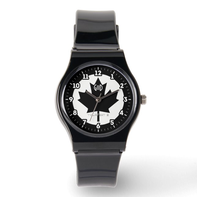 Reloj De Pulsera Bandera canadiense de hoja negra de arce (Anverso)