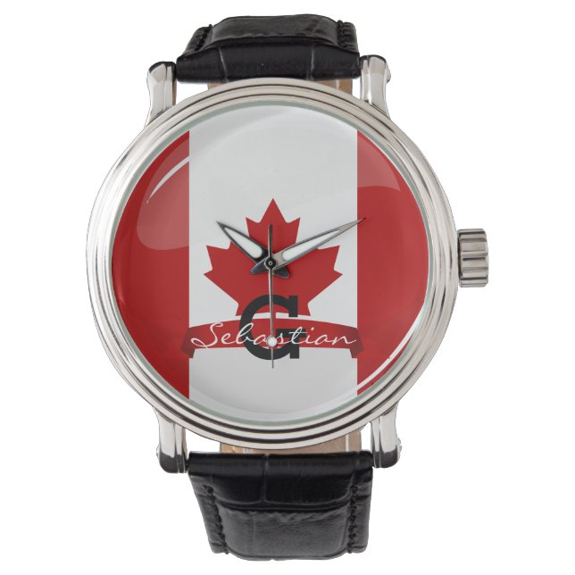 Reloj De Pulsera Bandera canadiense de redondeo brillante (Anverso)