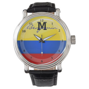 Reloj De Pulsera Bandera colombina redonda brillante