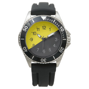 Reloj De Pulsera Bandera de Ancap Anarchocapitalismo amarillo y neg