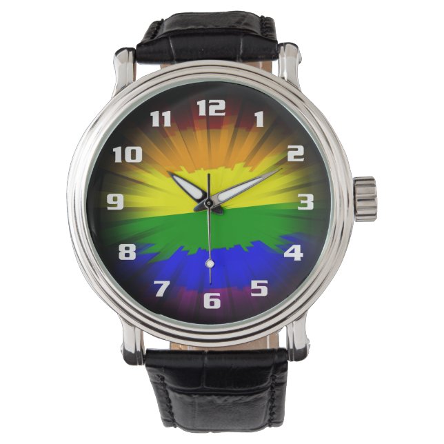 Reloj De Pulsera Bandera de arcoíris dramática y hermosa con explos (Anverso)