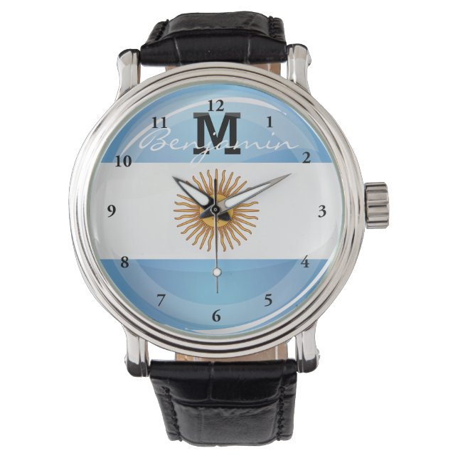 Reloj De Pulsera Bandera de Argentina redonda brillante (Anverso)