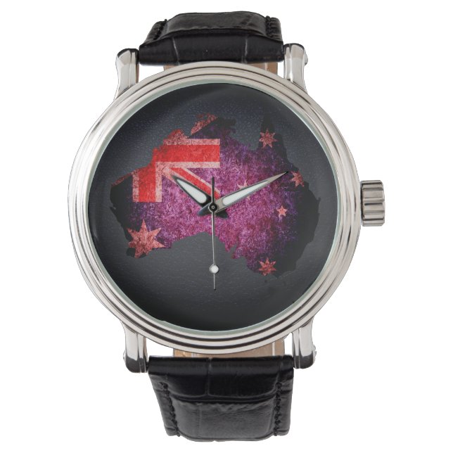 Reloj De Pulsera Bandera de Australia y mapa #3 (Anverso)