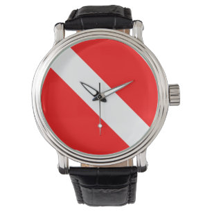 Reloj De Pulsera Bandera de buceo Buceador Scuba Buceando hacia aba