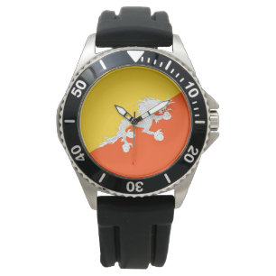 Reloj De Pulsera Bandera de Bután (Bután) (dragón trueno)