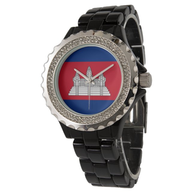 Reloj De Pulsera Bandera de Camboya (Angular)