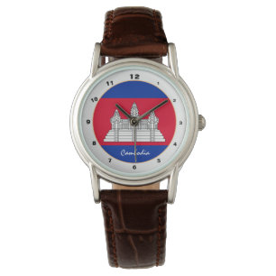 Reloj De Pulsera Bandera de Camboya y diseño de moda y moda de Camb