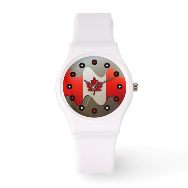 Reloj De Pulsera Bandera de Canadá cromada por Shirley Taylor (Anverso)