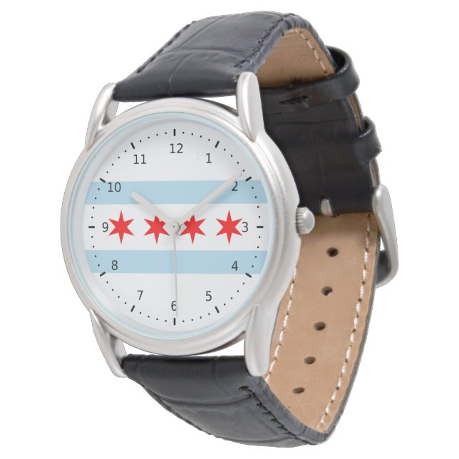 Reloj De Pulsera Bandera de Chicago, Illinois (Angular)