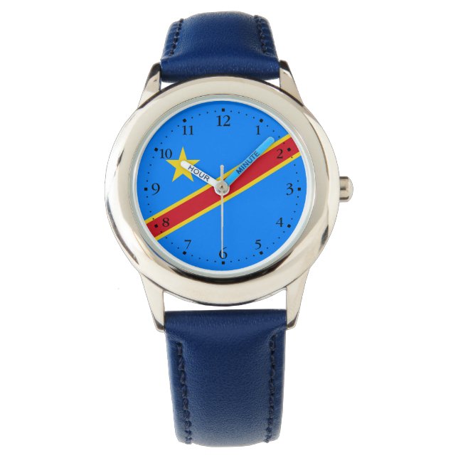Reloj De Pulsera Bandera de Congo Kinshasa (Anverso)