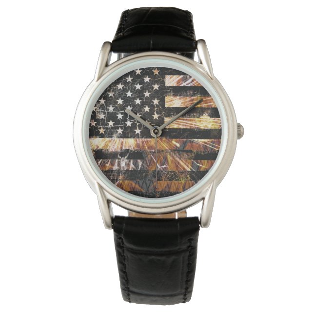 Reloj De Pulsera Bandera de construcción industrial enciende (Anverso)