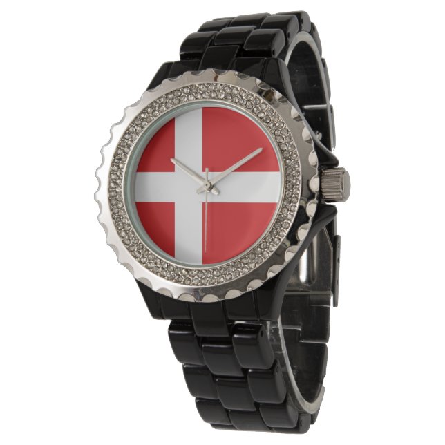 Reloj De Pulsera Bandera de Dinamarca (Angular)